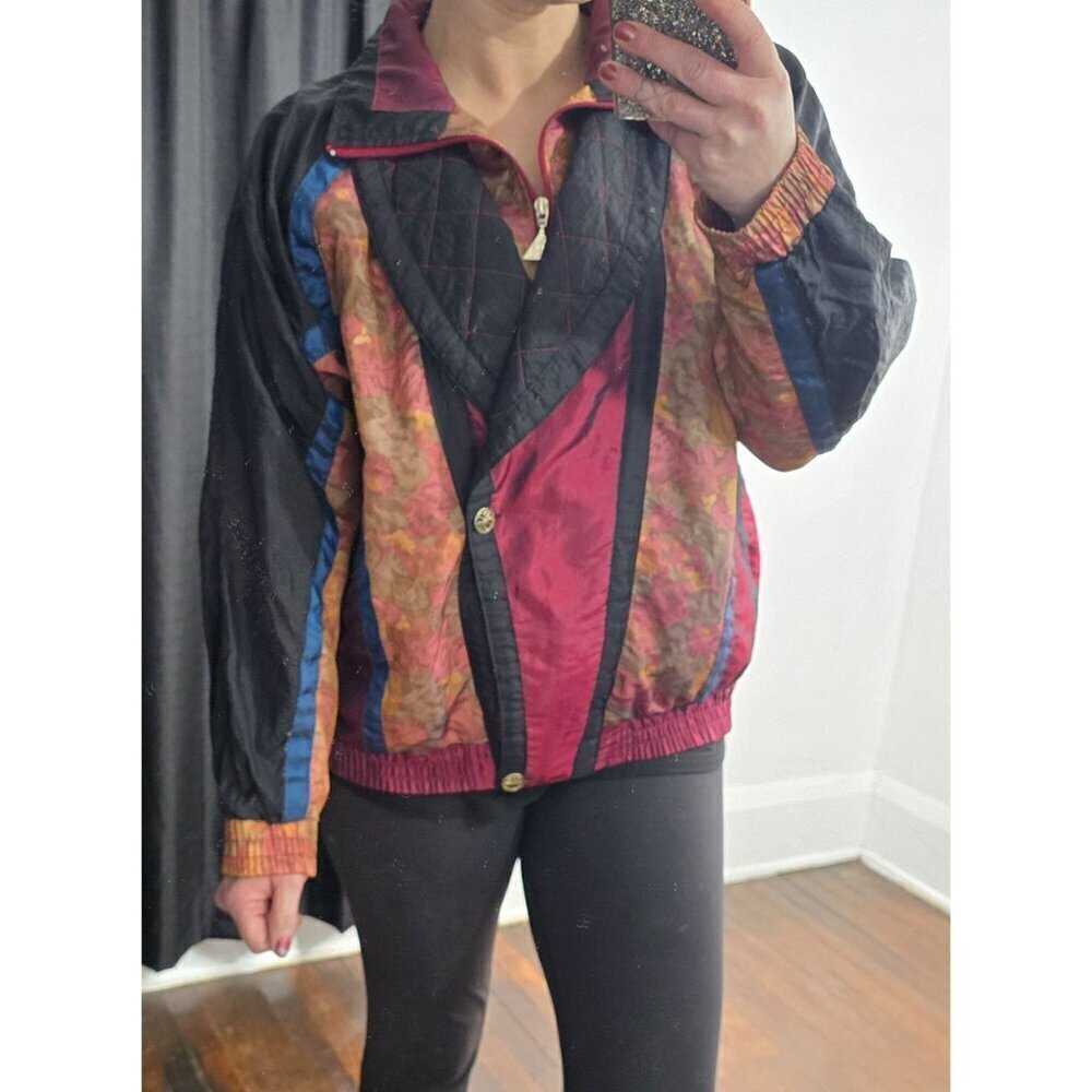 Vintage Floral Bomber Tracksuit Jacket Windbreaker